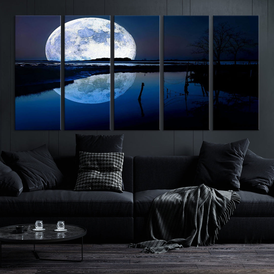 Blue Moon Photography Large Wall Art Canvas Print Full Moon Landscape