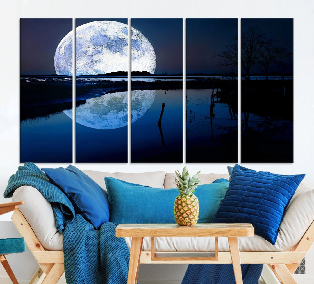 Blue Moon Photography Large Wall Art Canvas Print Full Moon Landscape