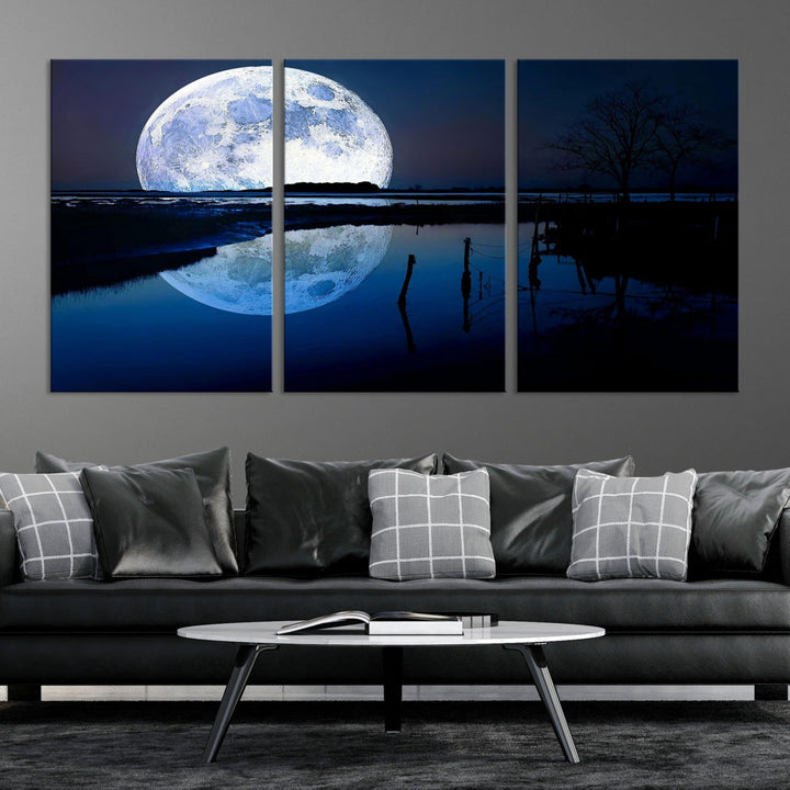 Blue Moon Photography Large Wall Art Canvas Print Full Moon Landscape