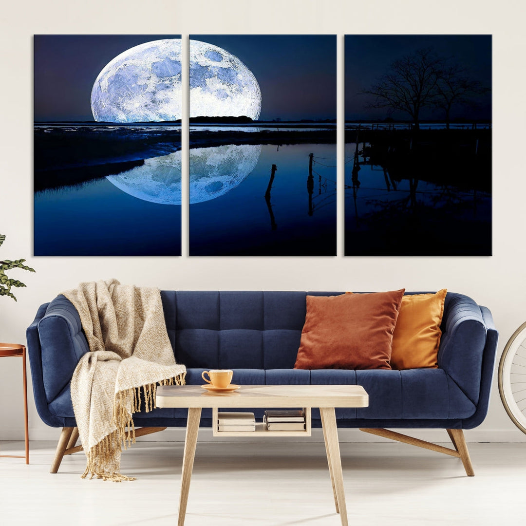 Blue Moon Photography Large Wall Art Canvas Print Full Moon Landscape