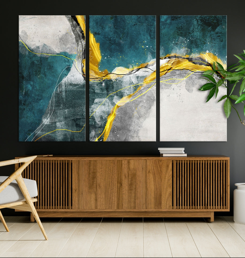 Blue Nautical Abstract Marble Large Wall Art Modern Canvas Print