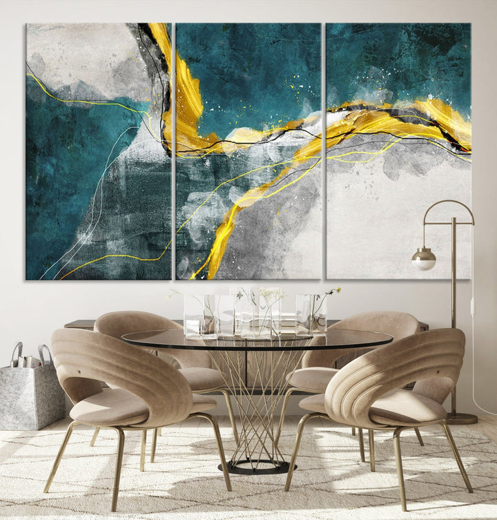 Blue Nautical Abstract Marble Large Wall Art Modern Canvas Print