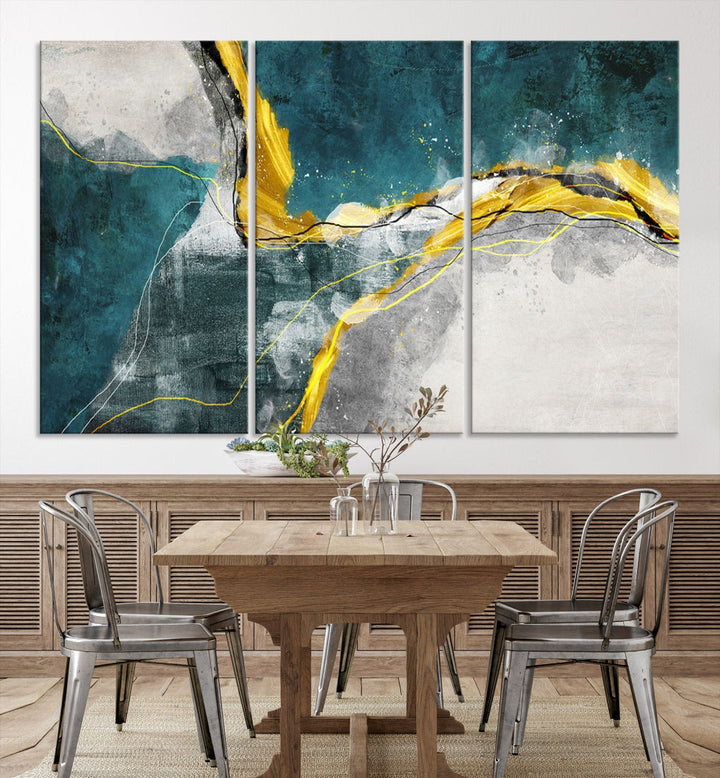 Blue Nautical Abstract Marble Large Wall Art Modern Canvas Print