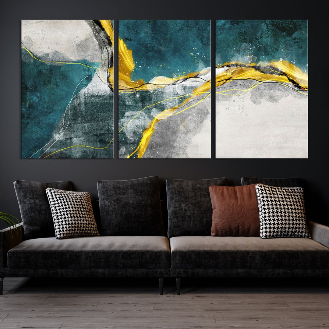 Blue Nautical Abstract Marble Large Wall Art Modern Canvas Print