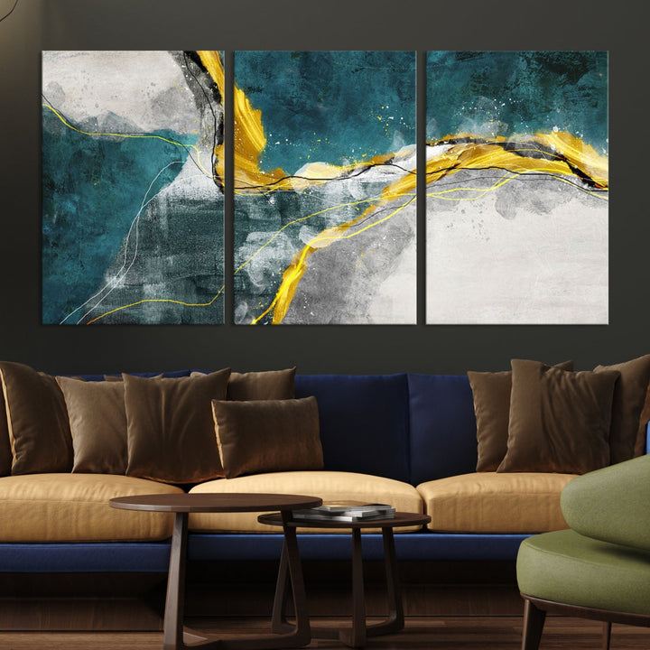 Blue Nautical Abstract Marble Large Wall Art Modern Canvas Print