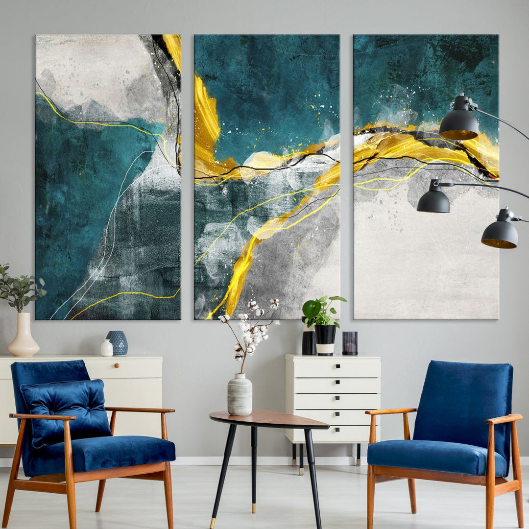 Blue Nautical Abstract Marble Large Wall Art Modern Canvas Print