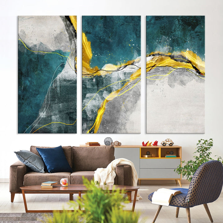 Blue Nautical Abstract Marble Large Wall Art Modern Canvas Print