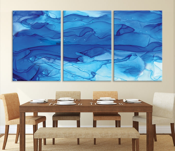 Blue Nautical Modern Abstract Painting on Original Canvas Wall Art Giclee Print