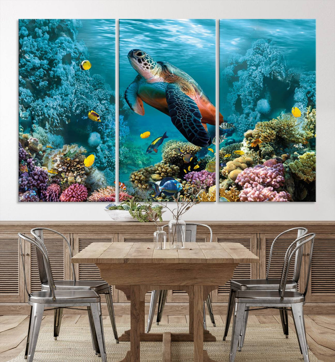 Blue Wall Art, Ocean Turtle Wall Art Canvas Print