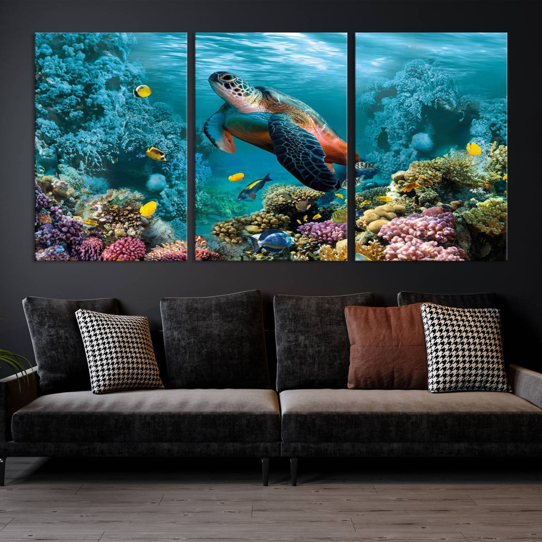 Blue Wall Art, Ocean Turtle Wall Art Canvas Print