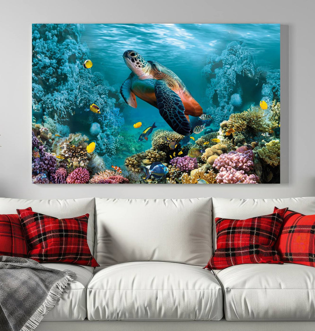 Blue Wall Art, Ocean Turtle Wall Art Canvas Print