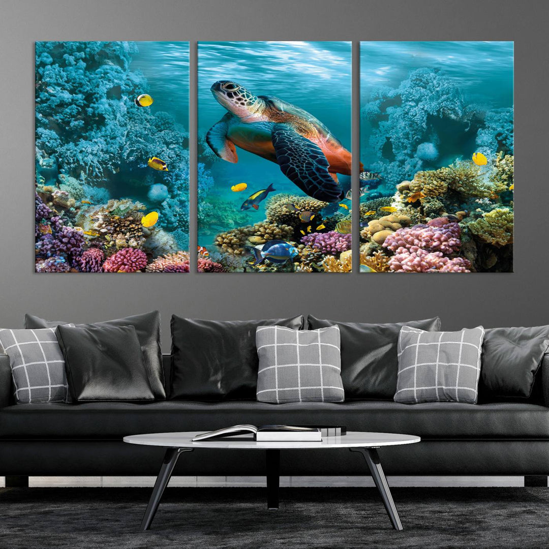 Blue Wall Art, Ocean Turtle Wall Art Canvas Print