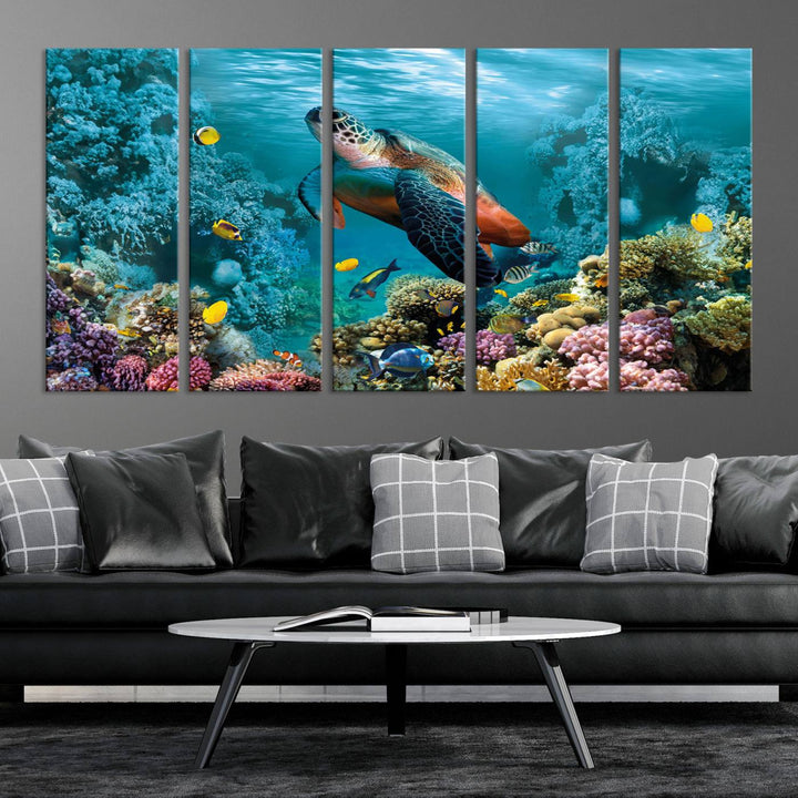 Blue Wall Art, Ocean Turtle Wall Art Canvas Print