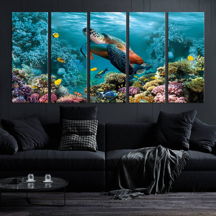 Blue Wall Art, Ocean Turtle Wall Art Canvas Print