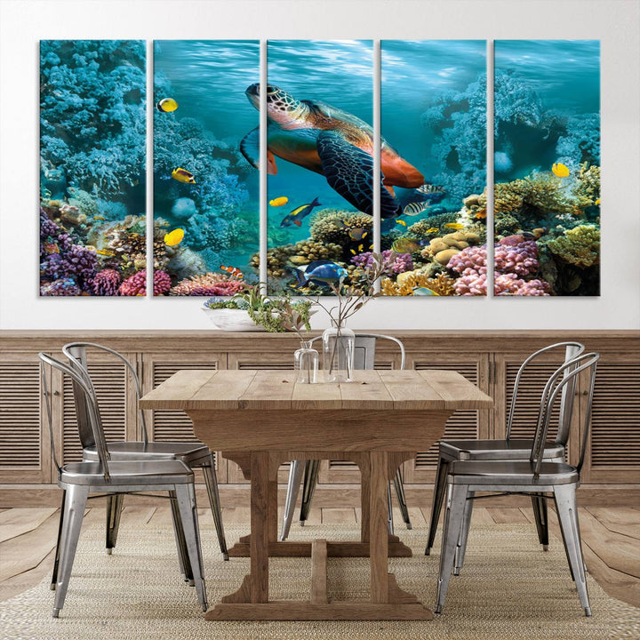 Blue Wall Art, Ocean Turtle Wall Art Canvas Print