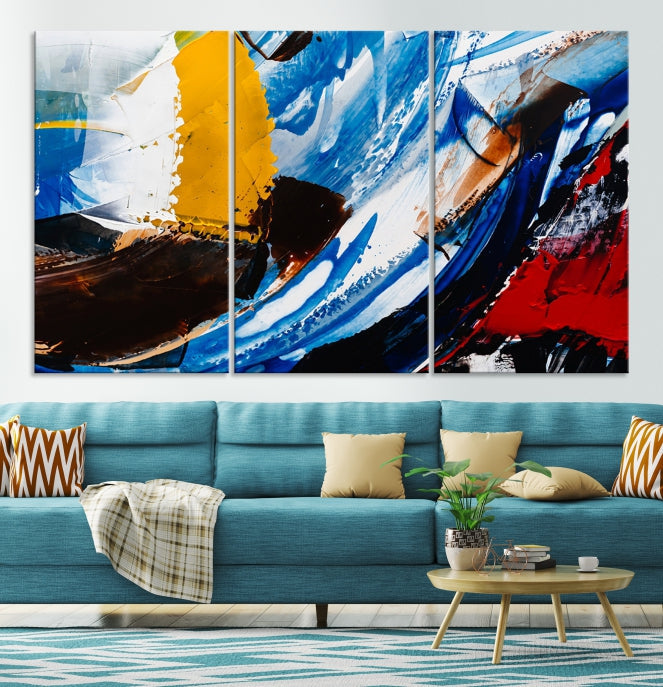 Bold Colors Abstract Canvas Wall Art Large Framed Print