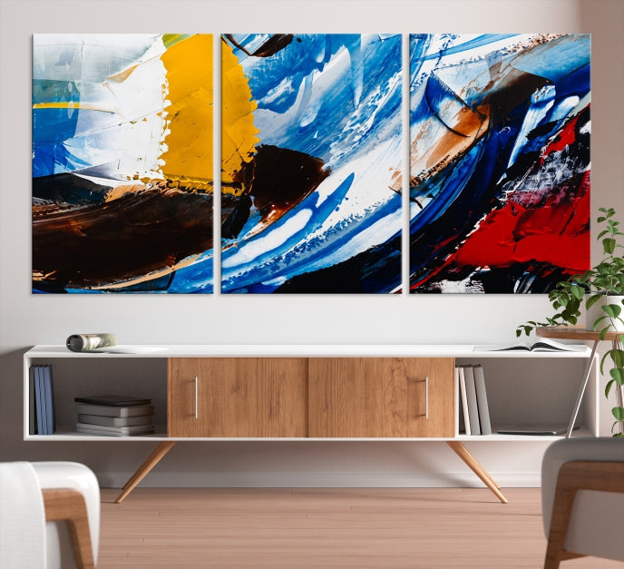 Bold Colors Abstract Canvas Wall Art Large Framed Print