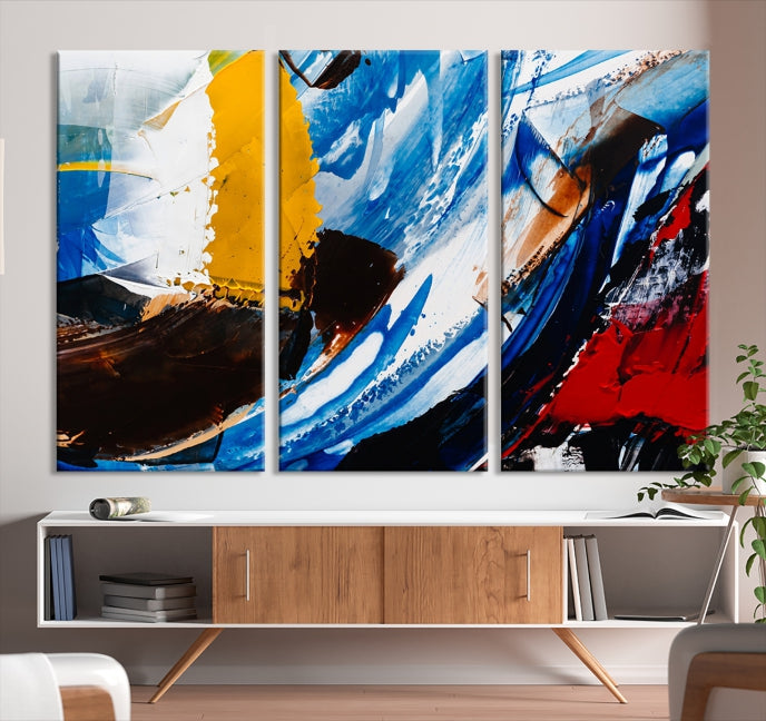 Bold Colors Abstract Canvas Wall Art Large Framed Print