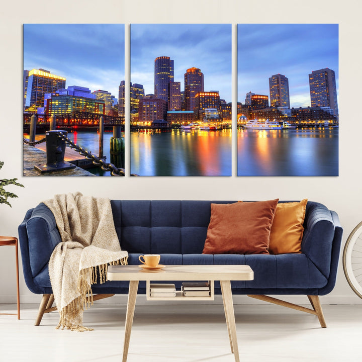 Boston City Wall Art Skyline Print Large Size Boston Cityscape Canvas Decor