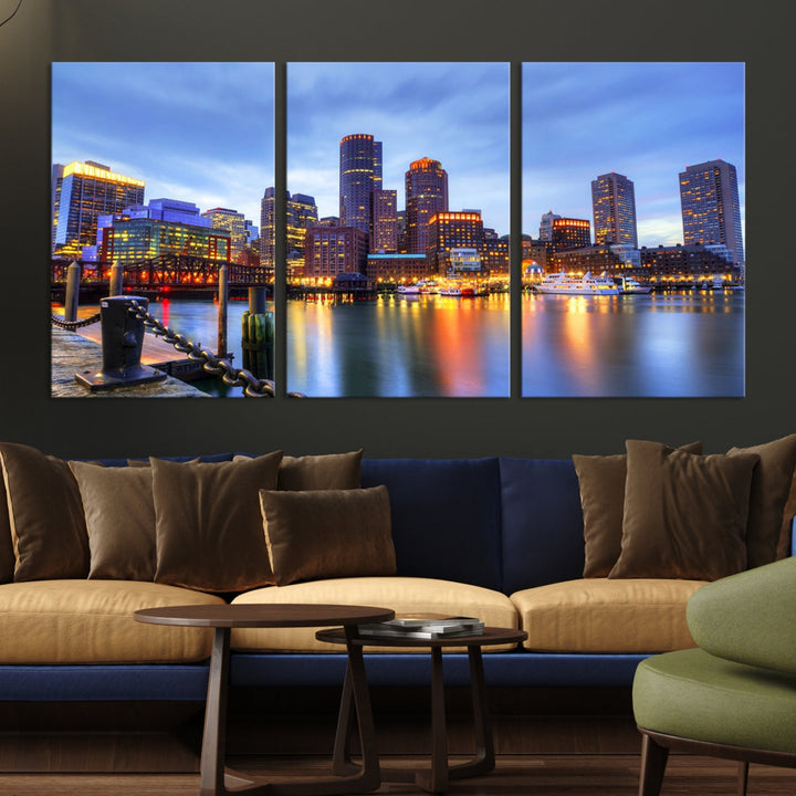 Boston City Wall Art Skyline Print Large Size Boston Cityscape Canvas Decor