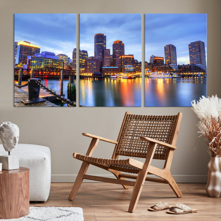 Boston City Wall Art Skyline Print Large Size Boston Cityscape Canvas Decor