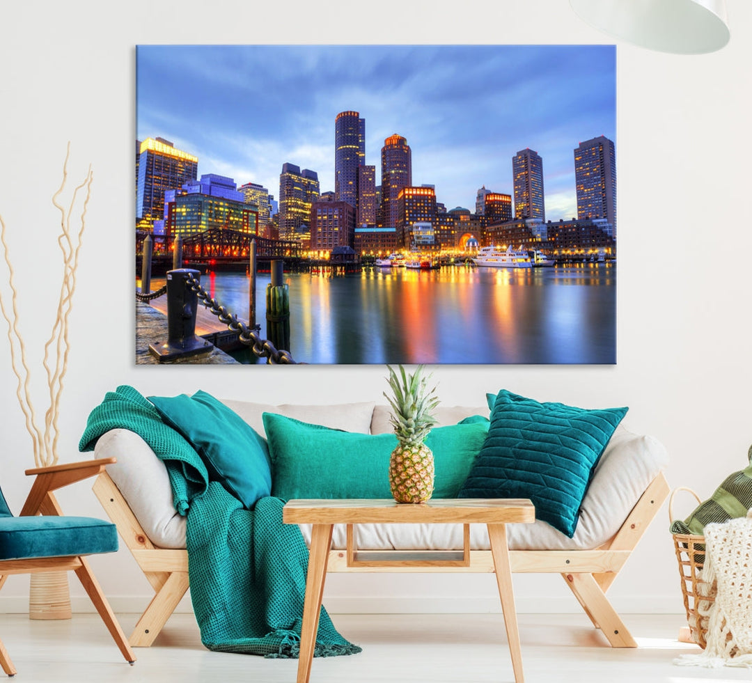 Boston City Wall Art Skyline Print Large Size Boston Cityscape Canvas Decor