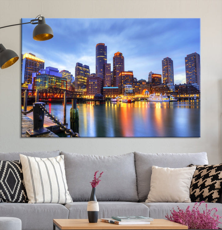 Boston City Wall Art Skyline Print Large Size Boston Cityscape Canvas Decor