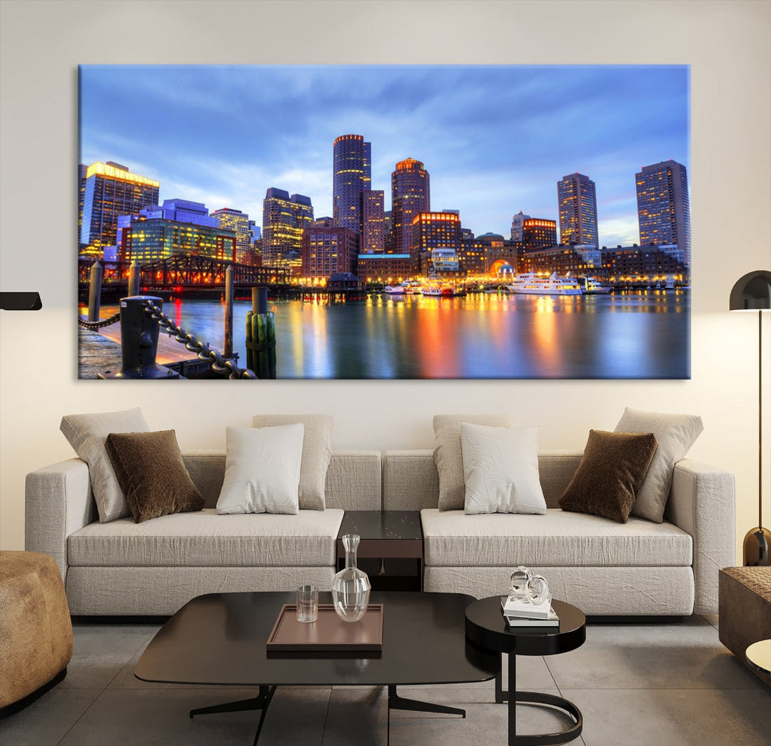 Boston City Wall Art Skyline Print Large Size Boston Cityscape Canvas Decor