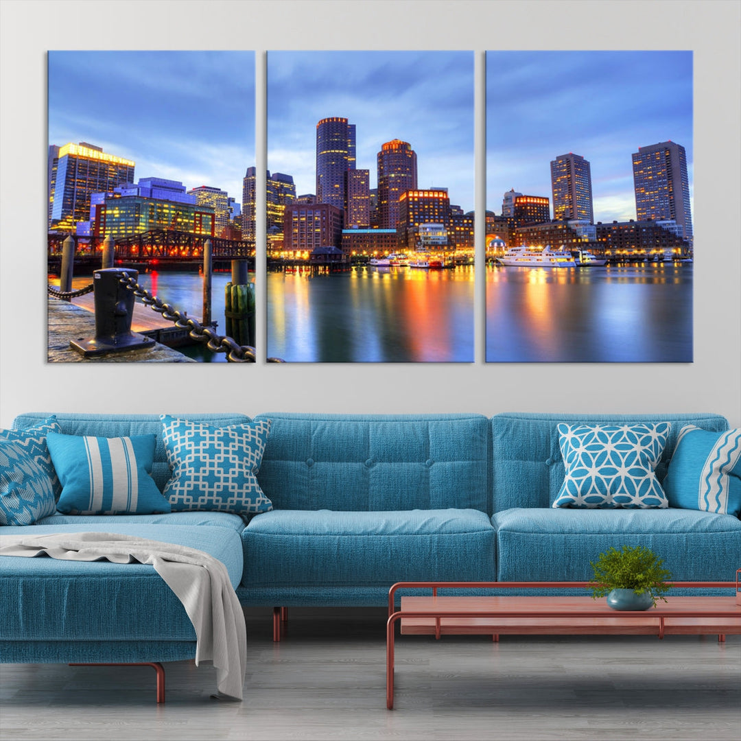 Boston City Wall Art Skyline Print Large Size Boston Cityscape Canvas Decor