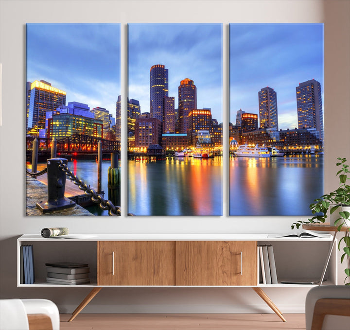 Boston City Wall Art Skyline Print Large Size Boston Cityscape Canvas Decor