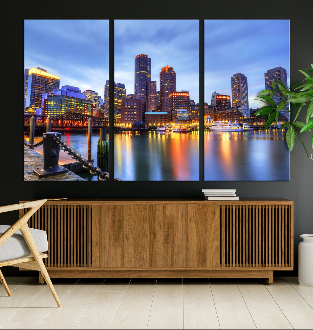 Boston City Wall Art Skyline Print Large Size Boston Cityscape Canvas Decor