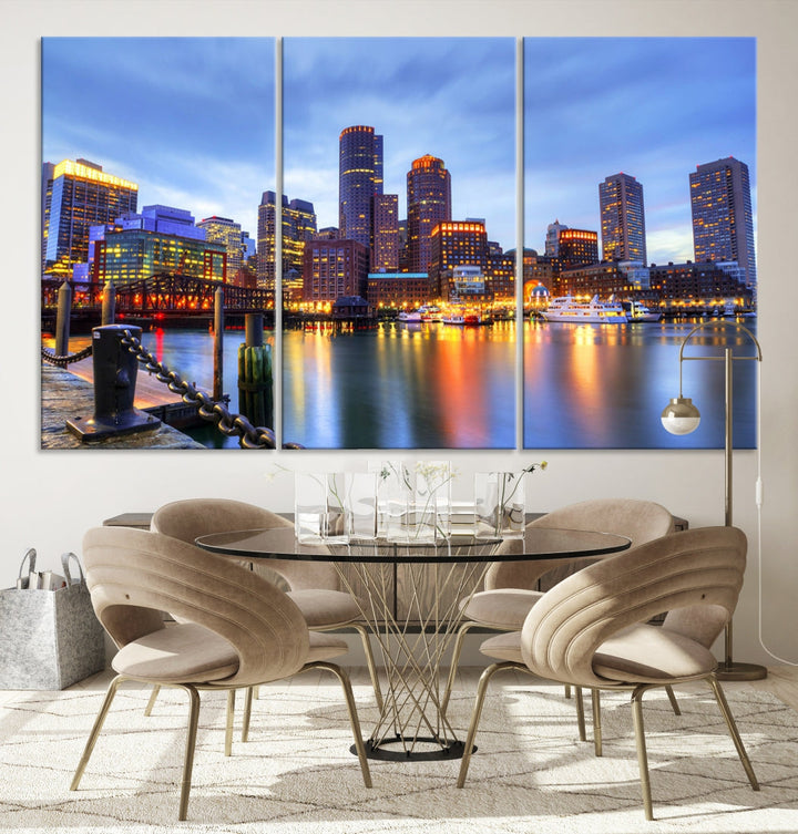 Boston City Wall Art Skyline Print Large Size Boston Cityscape Canvas Decor