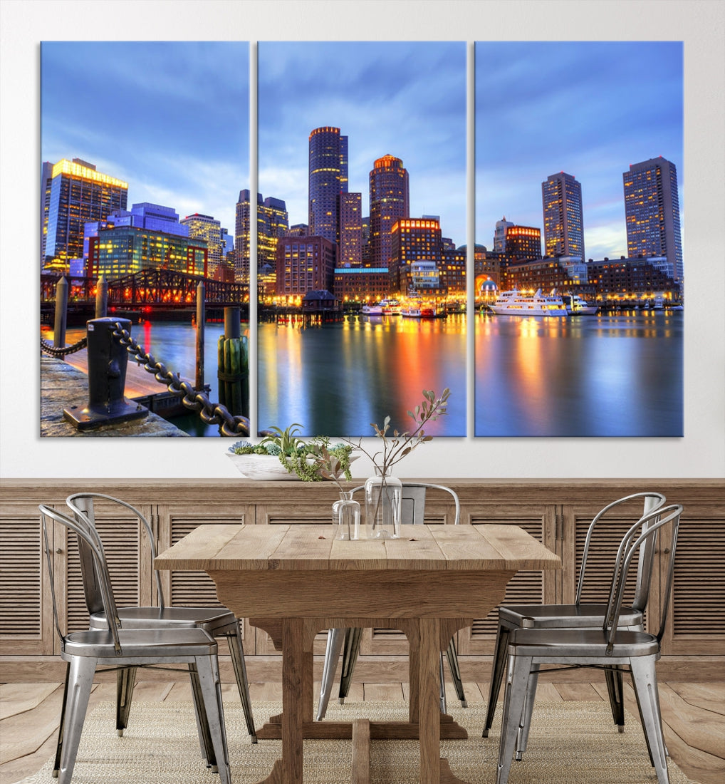 Boston City Wall Art Skyline Print Large Size Boston Cityscape Canvas Decor