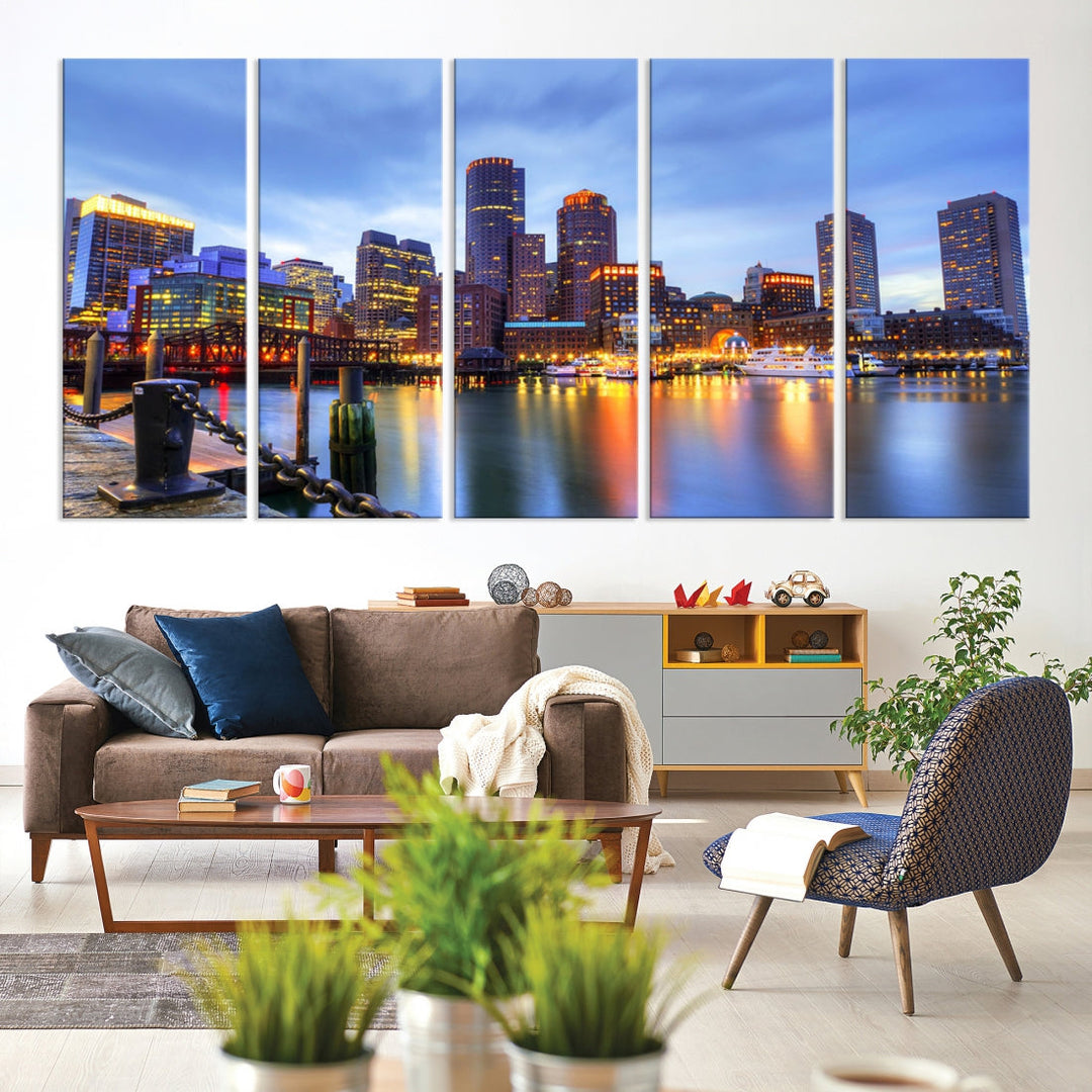 Boston City Wall Art Skyline Print Large Size Boston Cityscape Canvas Decor