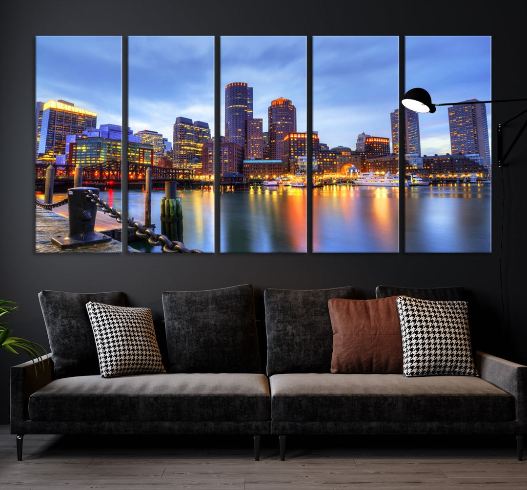 Boston City Wall Art Skyline Print Large Size Boston Cityscape Canvas Decor