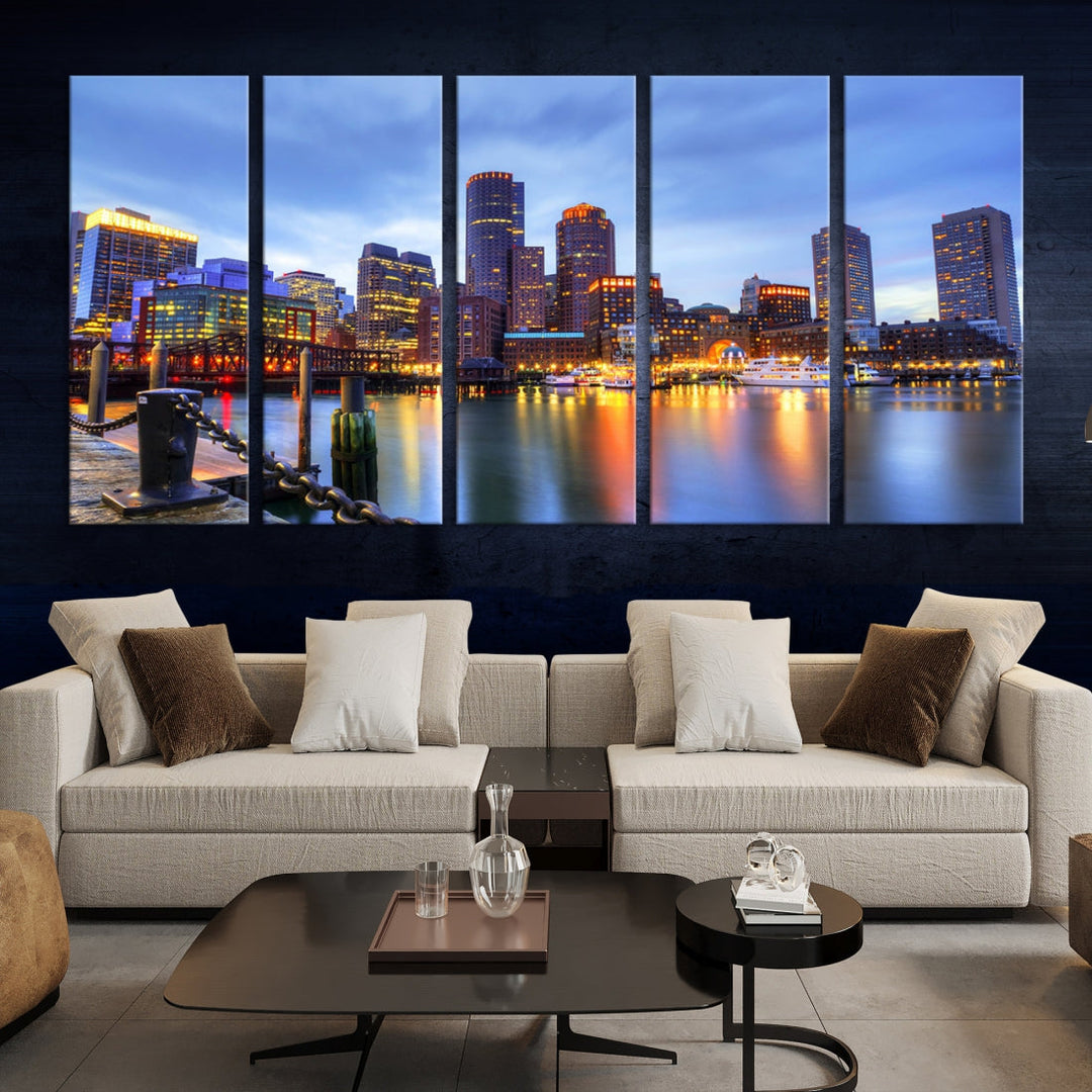 Boston City Wall Art Skyline Print Large Size Boston Cityscape Canvas Decor