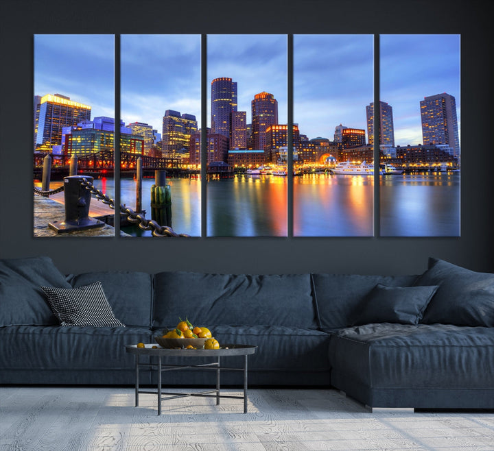 Boston City Wall Art Skyline Print Large Size Boston Cityscape Canvas Decor