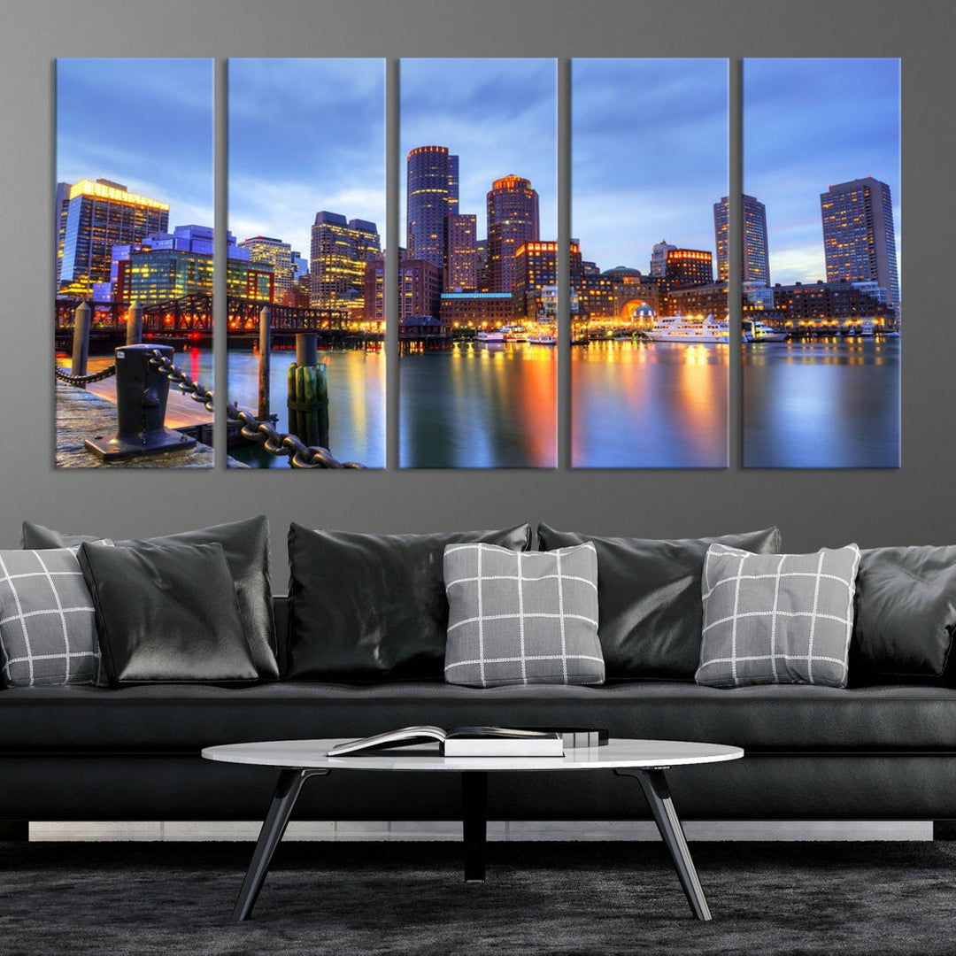 Boston City Wall Art Skyline Print Large Size Boston Cityscape Canvas Decor