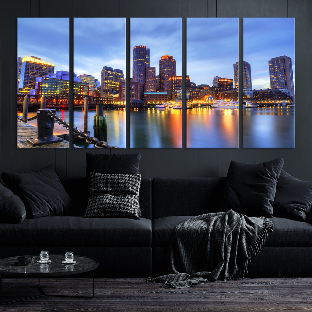 Boston City Wall Art Skyline Print Large Size Boston Cityscape Canvas Decor