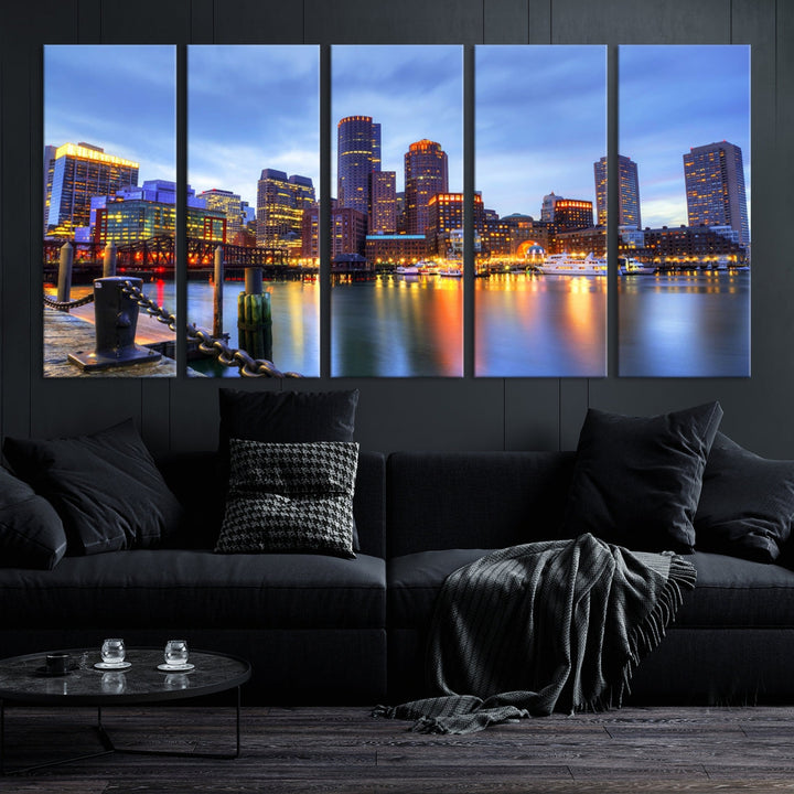 Boston City Wall Art Skyline Print Large Size Boston Cityscape Canvas Decor