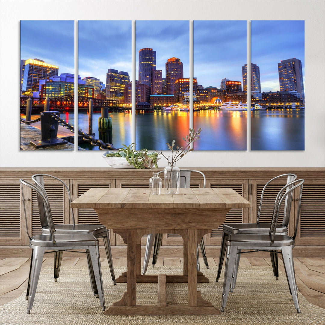 Boston City Wall Art Skyline Print Large Size Boston Cityscape Canvas Decor