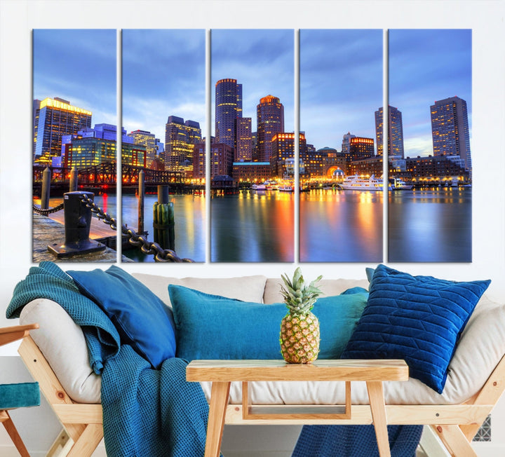 Boston City Wall Art Skyline Print Large Size Boston Cityscape Canvas Decor