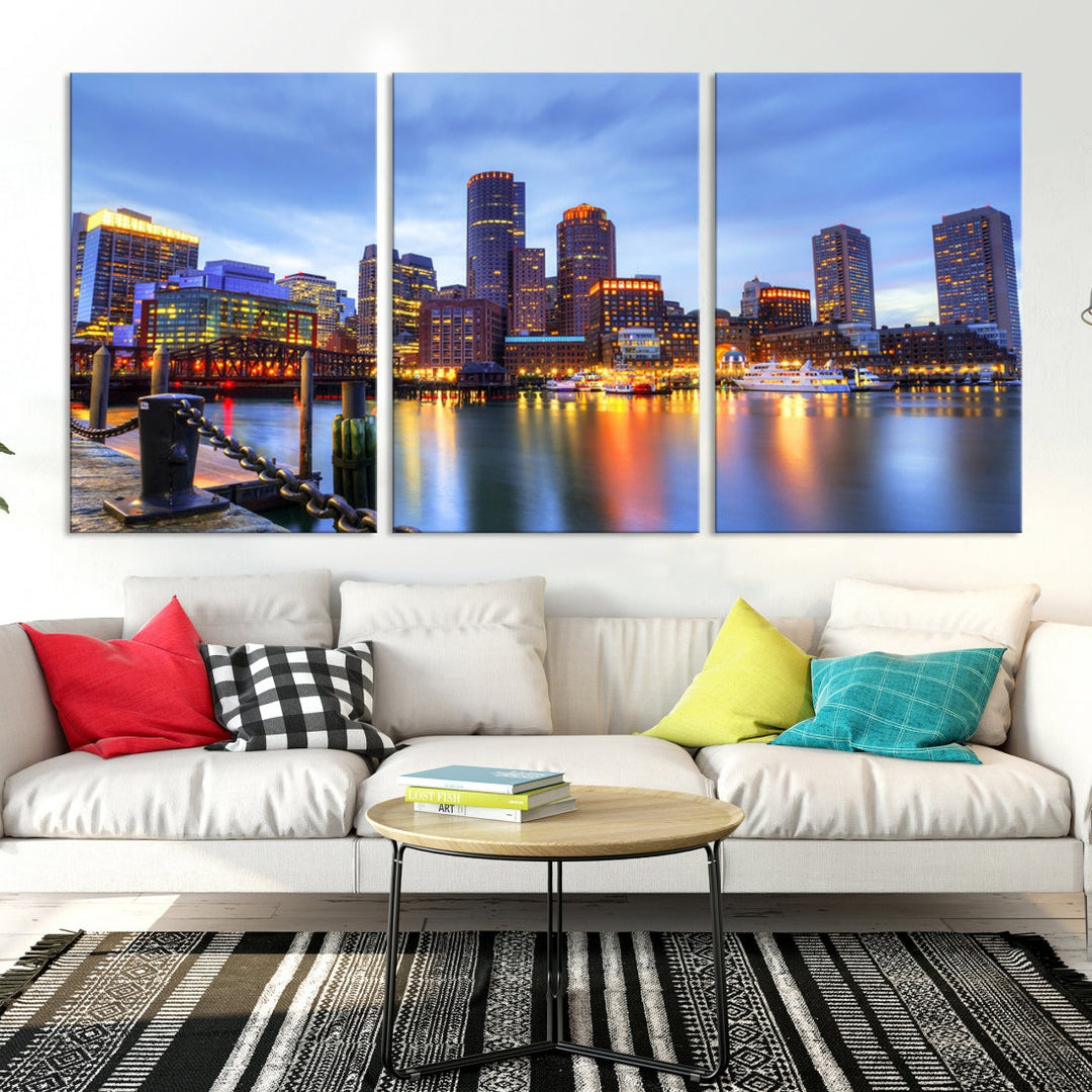 Boston City Wall Art Skyline Print Large Size Boston Cityscape Canvas Decor