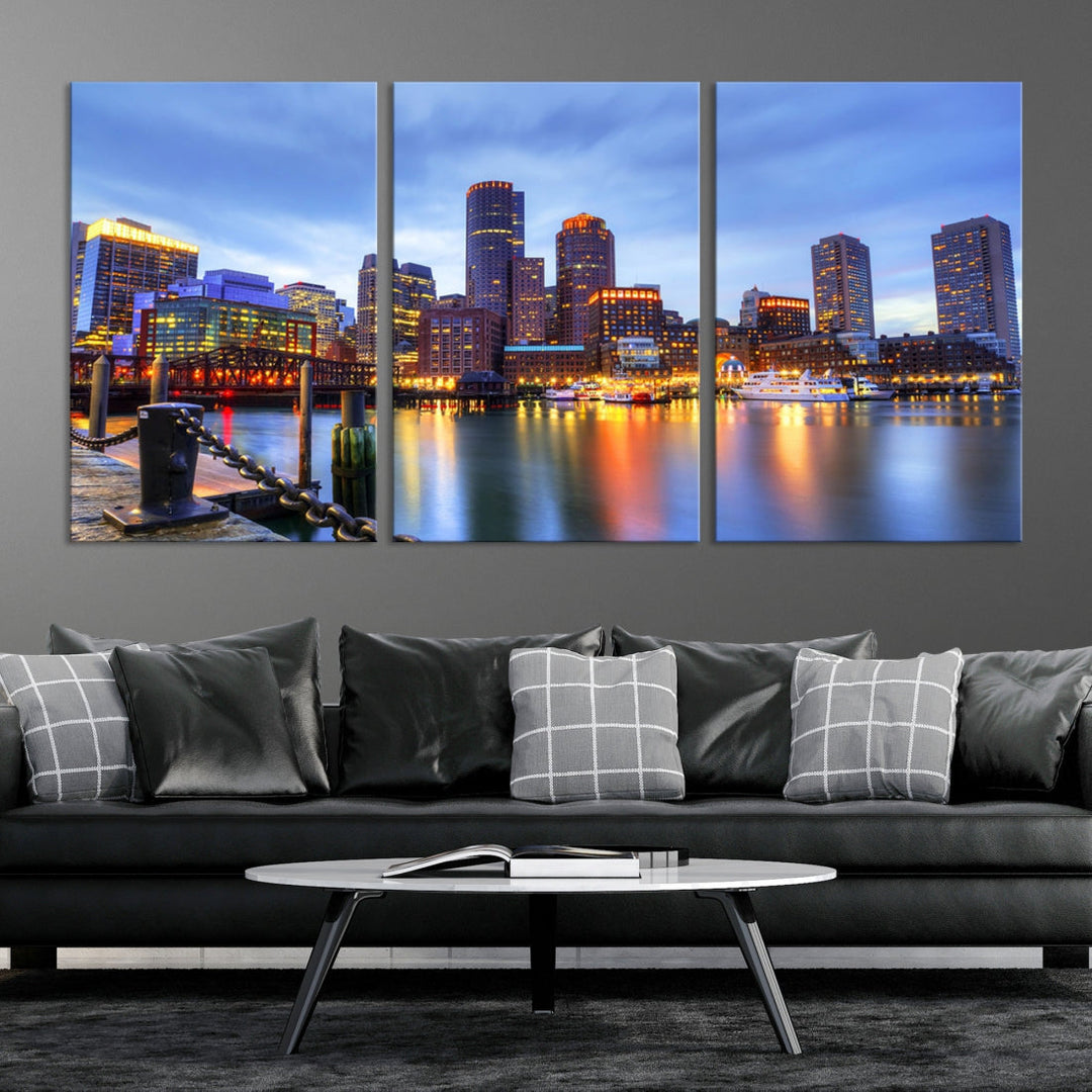 Boston City Wall Art Skyline Print Large Size Boston Cityscape Canvas Decor