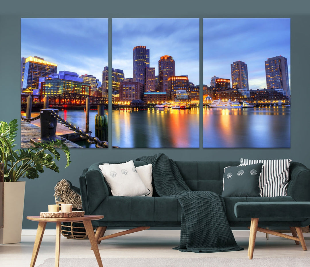 Boston City Wall Art Skyline Print Large Size Boston Cityscape Canvas Decor