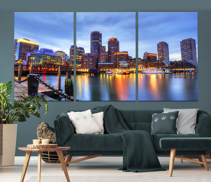 Boston City Wall Art Skyline Print Large Size Boston Cityscape Canvas Decor