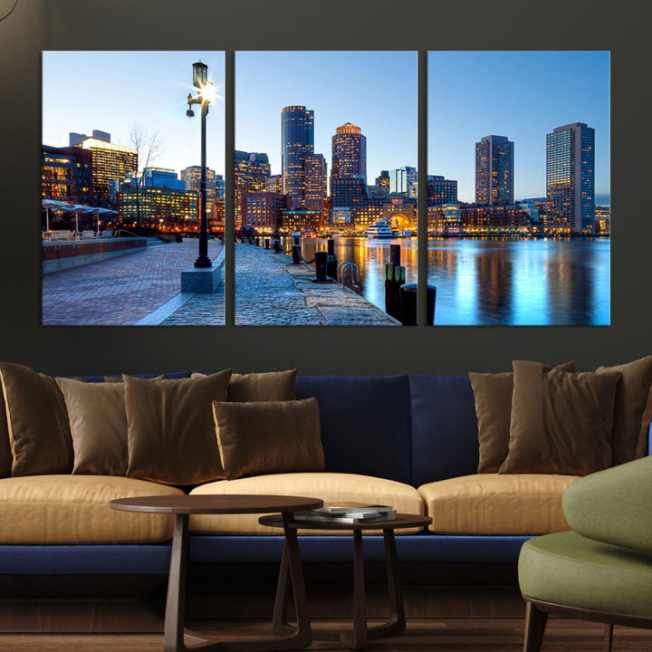 Boston Cityscape Large Wall Art Print Skyline Picture Framed Canvas Decor