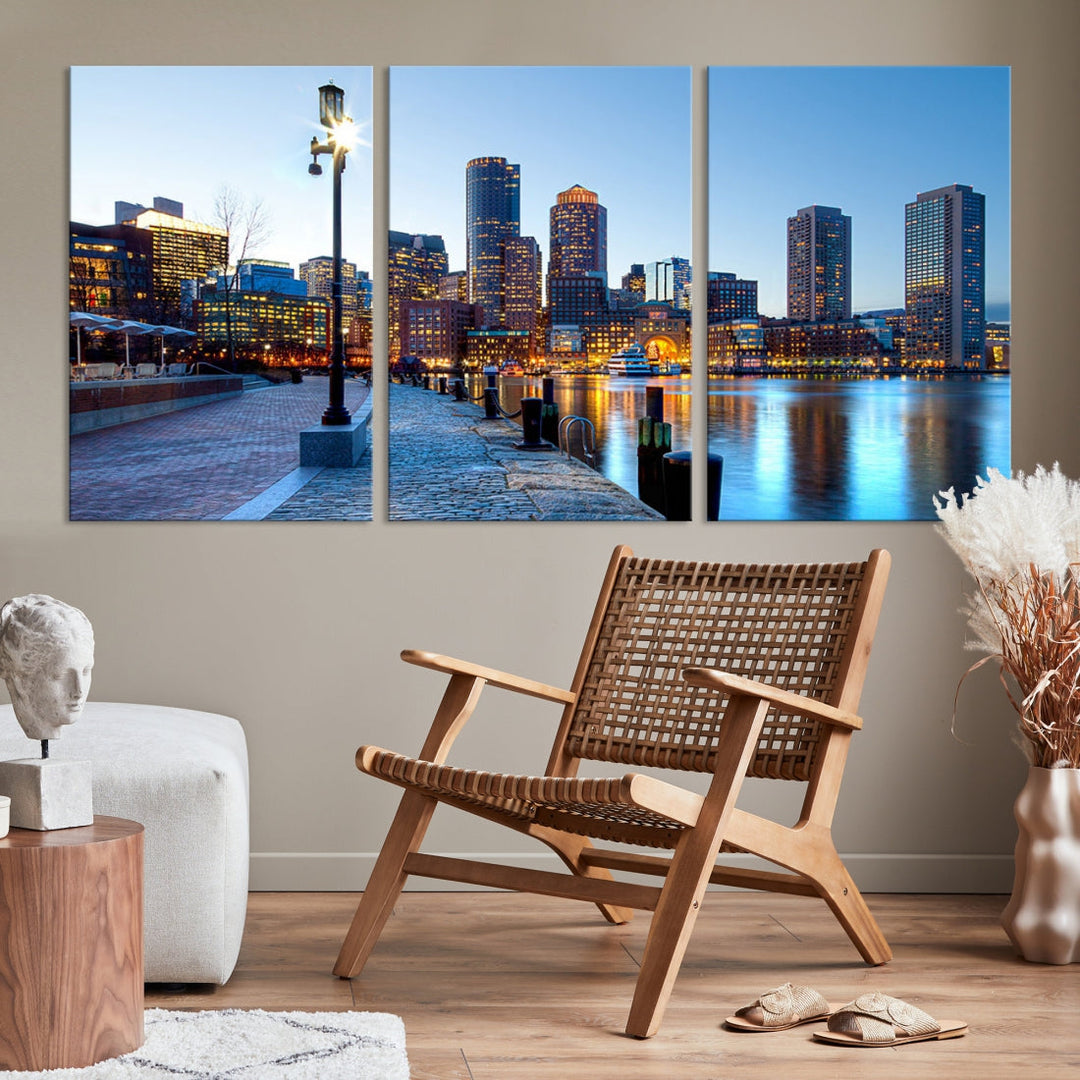 Boston Cityscape Large Wall Art Print Skyline Picture Framed Canvas Decor