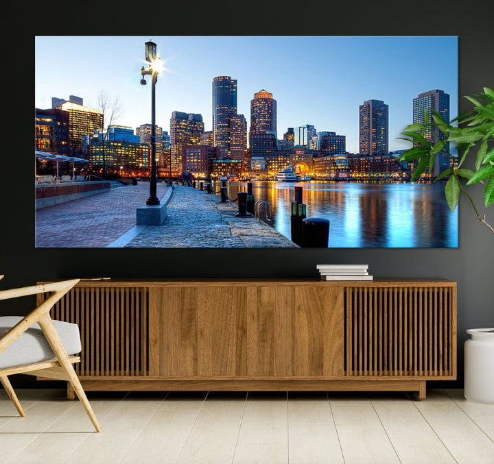 Boston Cityscape Large Wall Art Print Skyline Picture Framed Canvas Decor