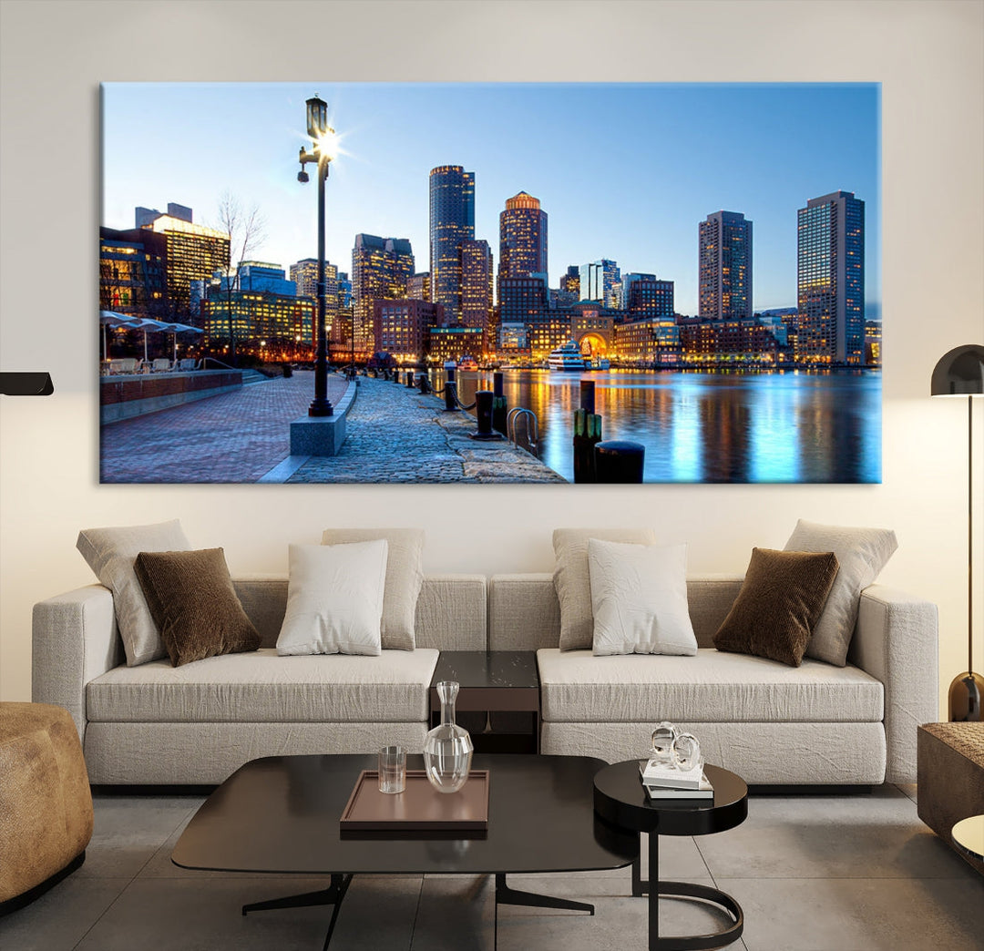 Boston Cityscape Large Wall Art Print Skyline Picture Framed Canvas Decor